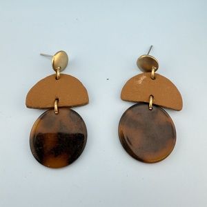 4/$15 Modern Geometric Tortoise Shell & Leather Earrings